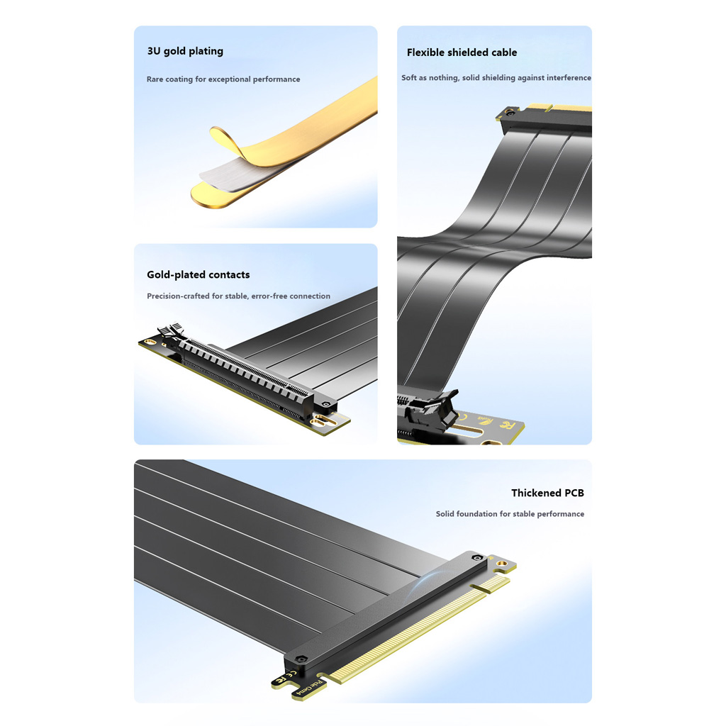 PCIe 3.0 / 4.0 X16 GPU Extensi - Pcie 4.0 X16 Riser Cable 90 Degree ulasan dan harga